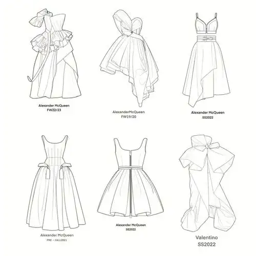 本周手绘秀场礼服裙款式图合辑