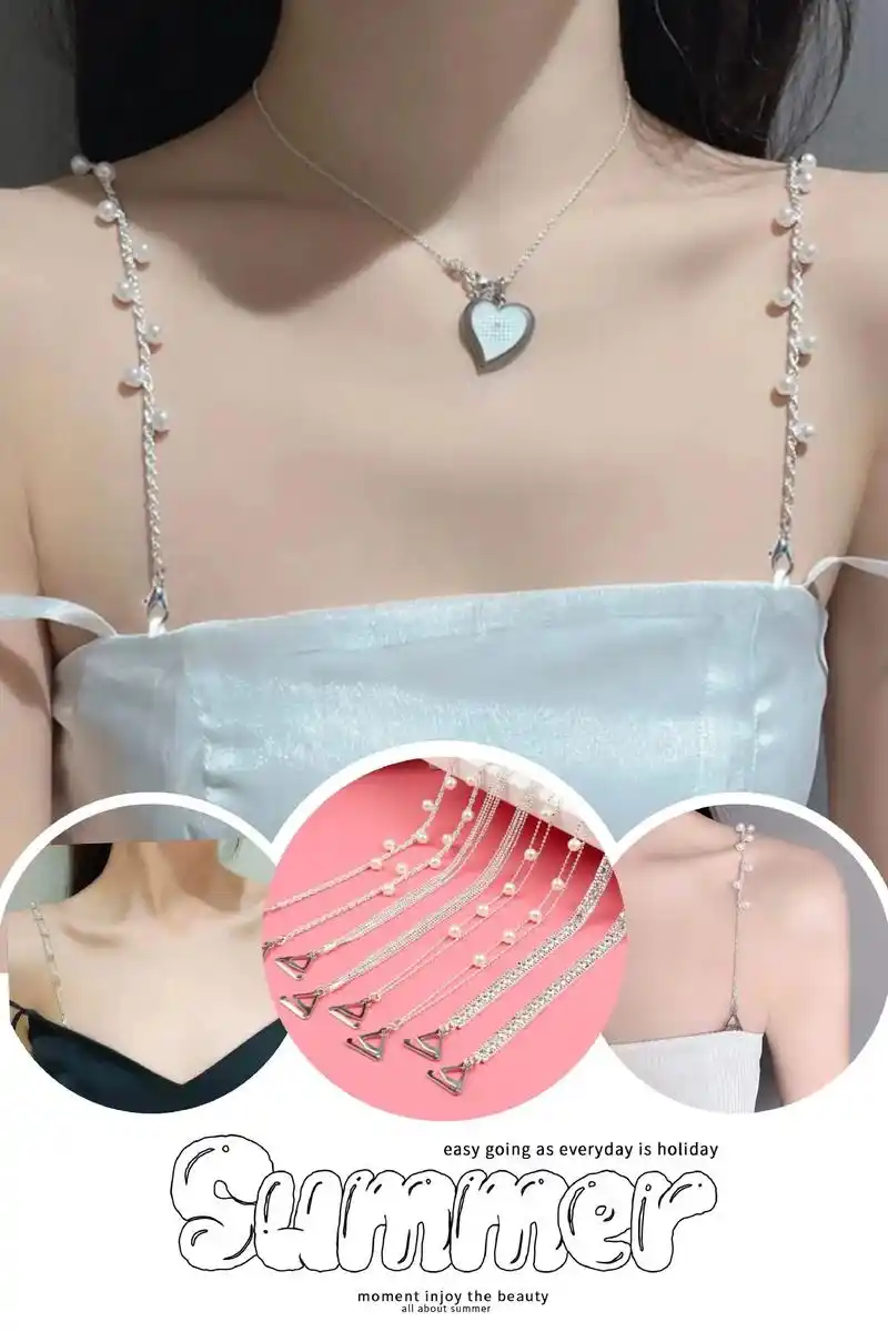 新款时尚#珍珠美背隐形肩带,吊带,带子长短可调,文胸,夏季透 - 抖音