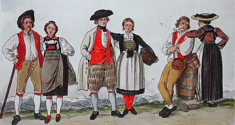 人,传统服装,时尚,服饰,衣服,瑞士,插画,欧洲