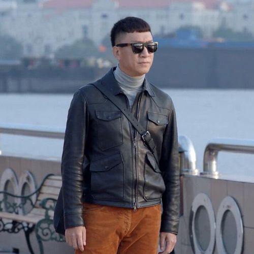 好先生孙红雷同款真皮皮衣男山羊皮机车夹克青年猎装修身休闲外套