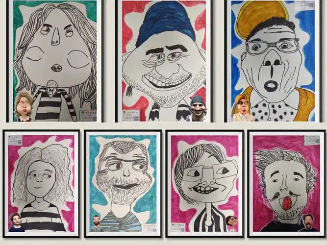 78岁创业儿童画趣味肖像画