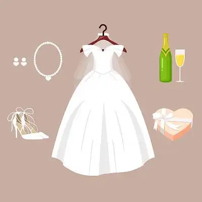 婚纱礼服婚礼用品婚纱服装卡通婚礼psd素材