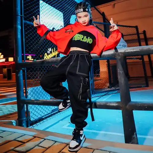 儿童爵士舞服装女童嘻哈街舞套装少儿hiphop演出服女孩走秀衣服潮