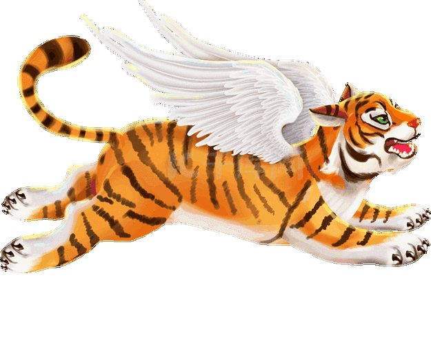 虎年长翅膀的老虎如虎添翼卡通动物动图gif