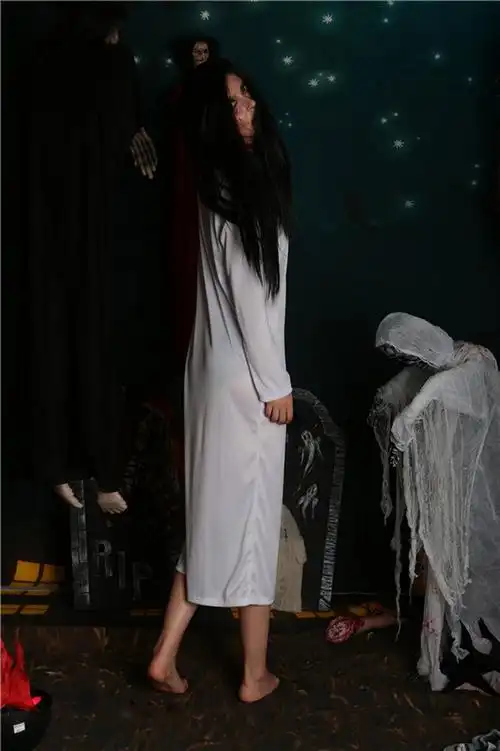 一双绣花鞋林心如造型服装鬼节红色长裙服装 贞子扮演红衣装鬼服