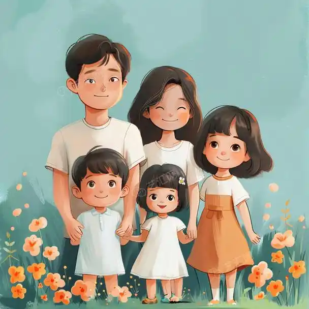 亲子头像|三胎家庭全家福