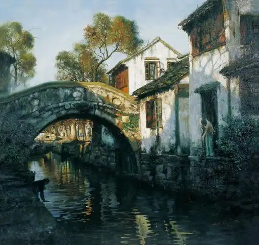 油画家潘鸿海笔下的江南水乡油画欣赏多图
