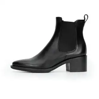 爱步ecco切尔西靴冬季时尚通勤粗跟短靴皮靴女型塑212323黑色35