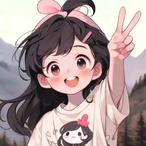 比耶的小女孩头像图片 ai绘画动漫女孩开心的笑比耶女生头像