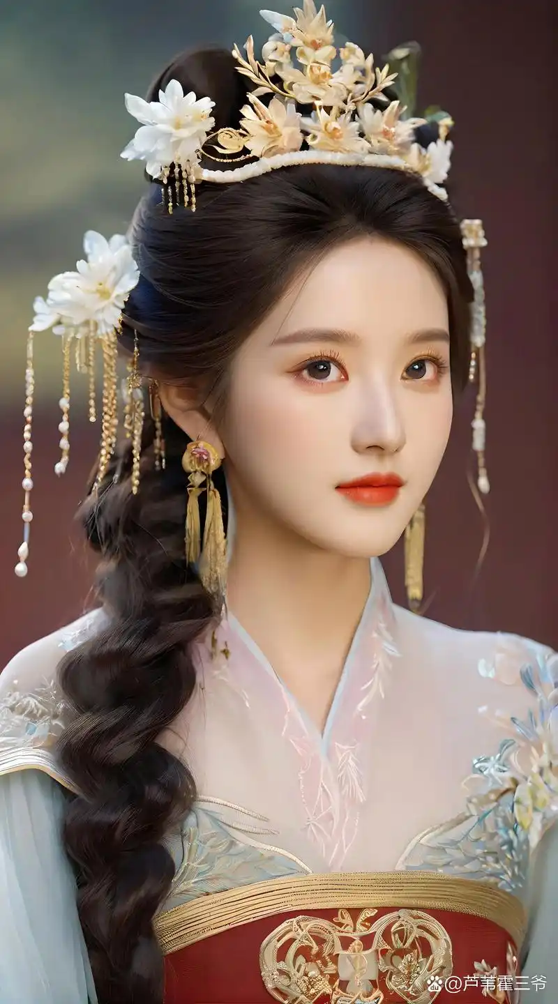 在翠绿的竹林里,一位古装少女独自驻足.