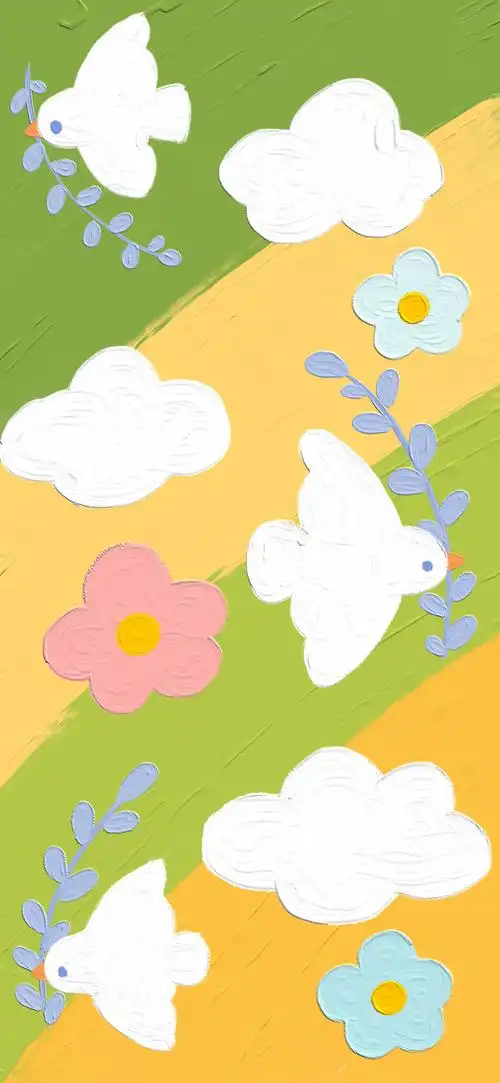 油画 手机壁纸 锁屏 简约 插画 手绘 ins 花朵 少女心