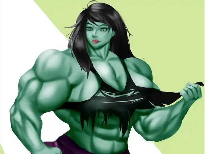 【肌肉女/绘画过程】肌肉女浩克