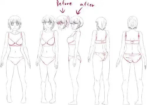 侧身站立的小女孩简笔画