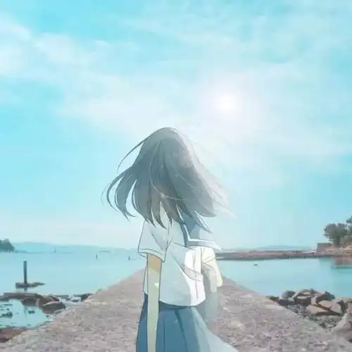 长发女孩卡通头像背影