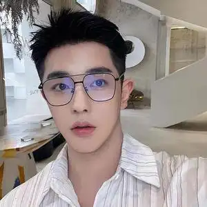 复古黑色双梁眼镜框ins风男潮大脸金属流线大框斯文败类可配近视