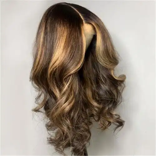 europefashionmiddlewavelonghairbrowncurlywigs波浪日常整顶假发