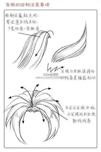 sai资源库# 女生的头发画法——发梢和发根,简单粗暴,值得借鉴,转需