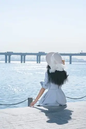 欢乐港湾摩天轮看海少女写真