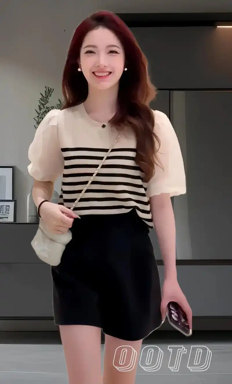 夏季法式短袖t恤女小个子真的太好看啦!今年流行的复古风法式设计