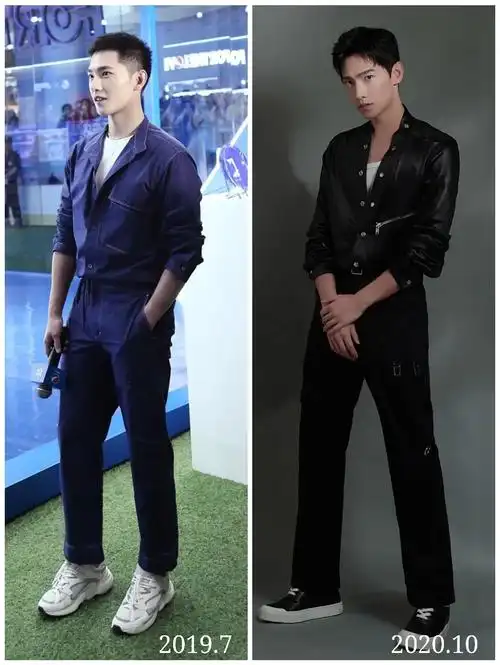 下图最右的黑衣男士是一位身高188的前健美先生,身材壮硕,杨洋身高体