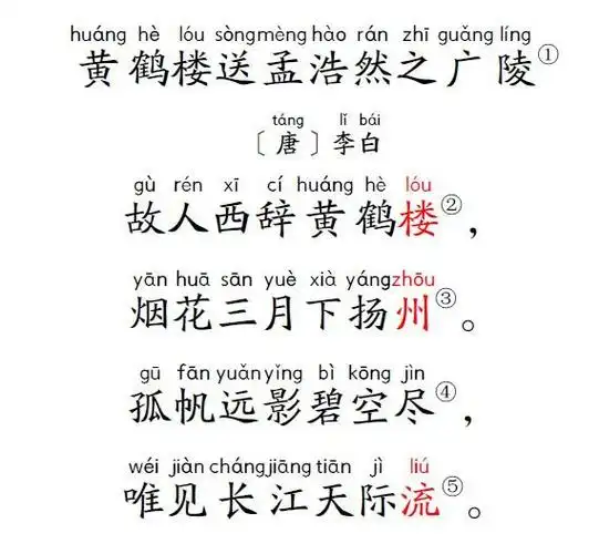 【国学课堂】小学生必背古诗:黄鹤楼送孟浩然之广陵