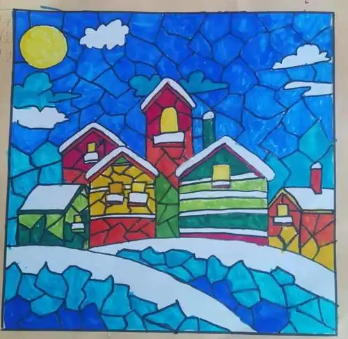 冬天的夜晚儿童绘画获奖