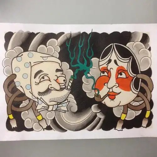 火男多福纹身图案大全