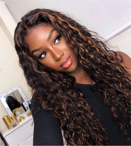 假发 跨境 欧美非洲女卷假发中分长卷发手缠管筷子小卷发黑棕混色