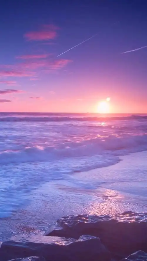 自然风景 海边 沙滩 日出 天空 意境 iphone手机壁纸 锁屏