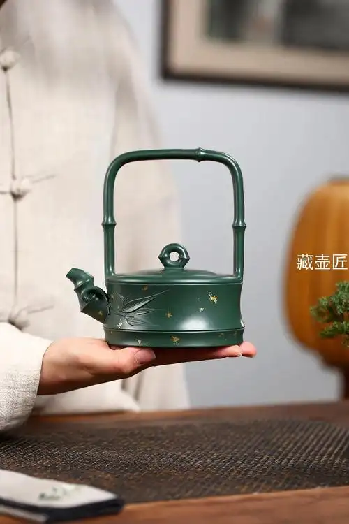 张暗军紫砂壶价格「竹节提梁」苏门答腊青400cc-藏壶匠