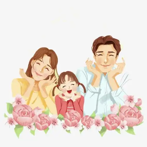 动漫一家三口幸福简笔画