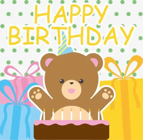 矢量生日小熊礼物