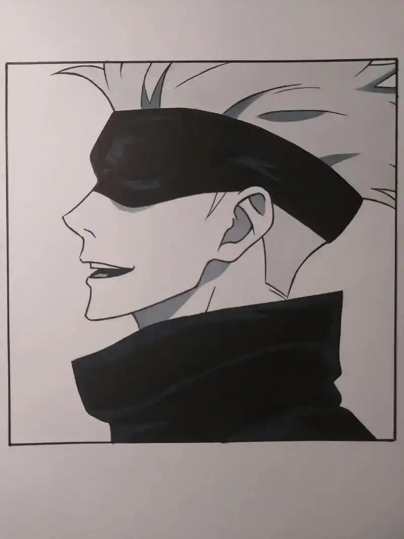 五条悟 #黑白画 #绘画过程 #图文伙伴计划  - 抖音