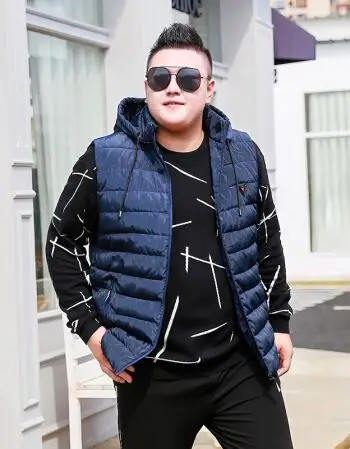 抖音明星大码马甲男士秋加厚棉背心加肥 暗纹蓝 4xl建议体重150-180斤