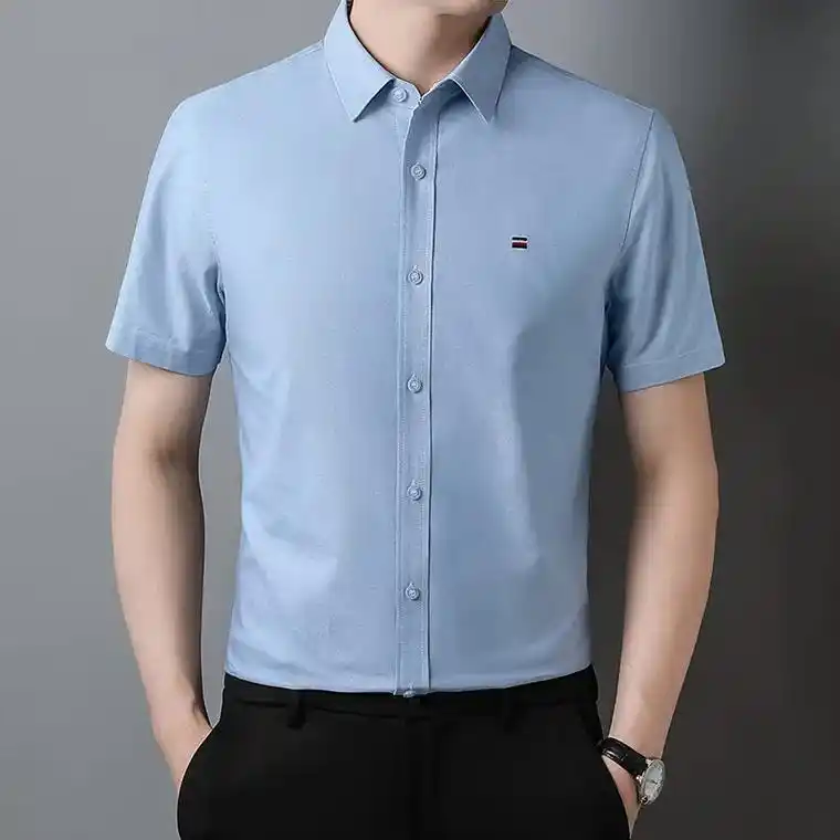 高档纯棉短袖衬衫.2816款  109元   牛津纺100% - 抖音