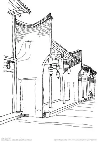 古镇老街简笔画