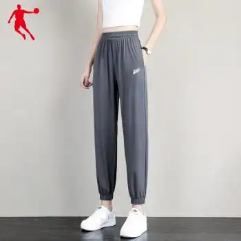 乔丹运动裤女2022新款透气耐磨跑步健身训练梭织长裤束脚休闲卫裤子