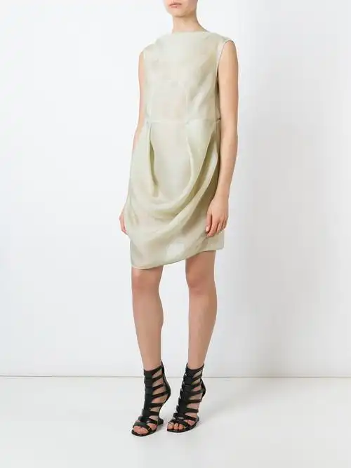 半透明垂褶连衣裙