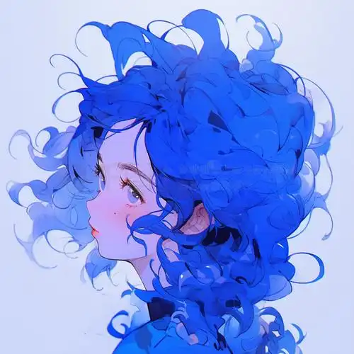 冬季风蓝色系卡通可爱扁平风女孩插画