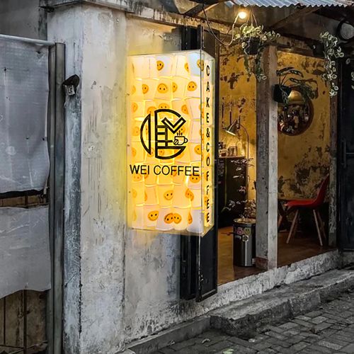 定制酒吧咖啡馆门头招牌创意led透明亚克力发光纸杯广告灯箱招牌