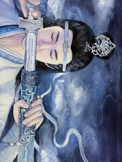 王一博水彩手绘蓝忘机