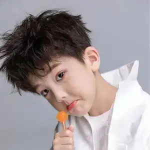 儿童假发男孩宝宝卷发短发锡纸烫帅气时尚拍照模特写真自然全头套