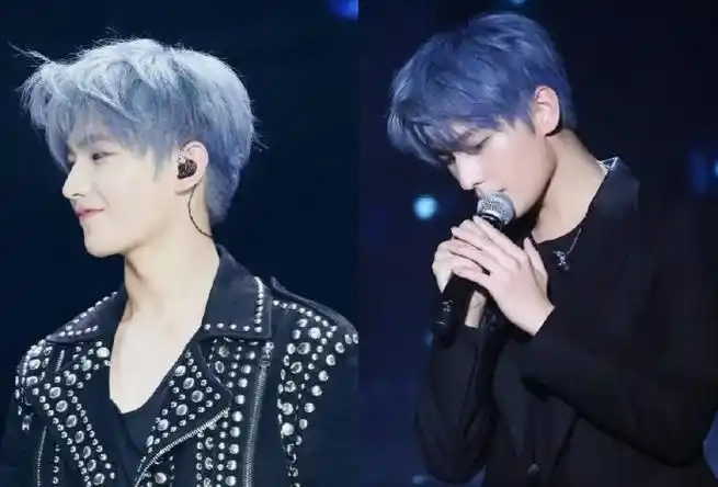 杨洋超话#杨洋17年蓝发造型#杨洋17年生日会的蓝发造型,又冷酷又帅气!