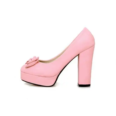 2013粉色甜美蝴蝶结防水台超高跟鞋恨天高职业工作鞋粗跟女鞋单鞋