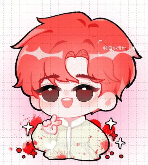 黄明昊q版四个半身绘制客稿