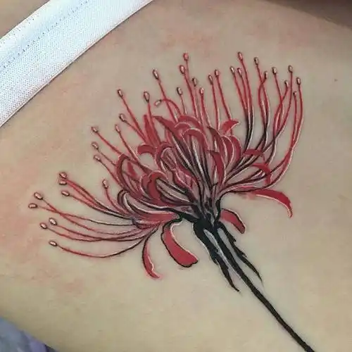 腰侧彼岸花纹身图案