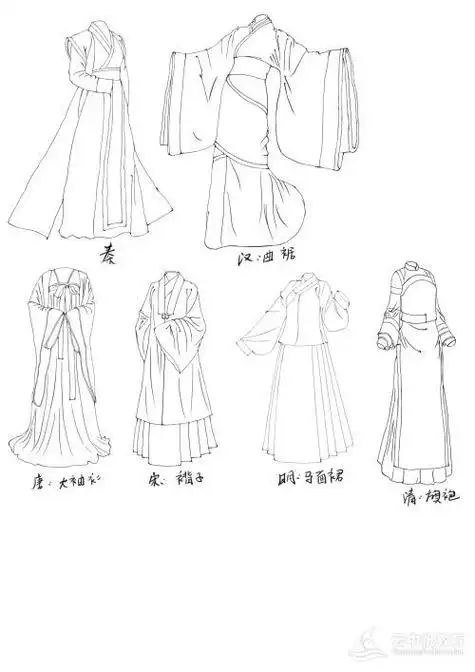漂亮的古装衣服简笔画图回复古代服饰简笔画 大家多给宝贵意见 汉服