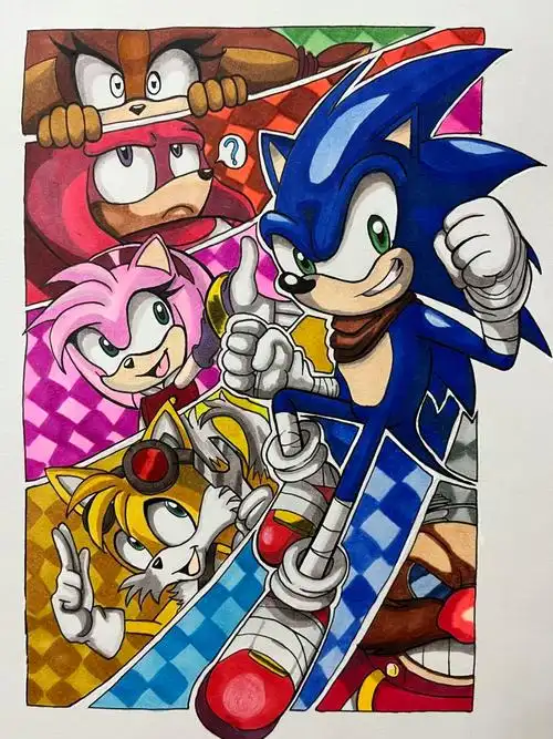 第26幅马克笔绘索尼克音速小子附过程