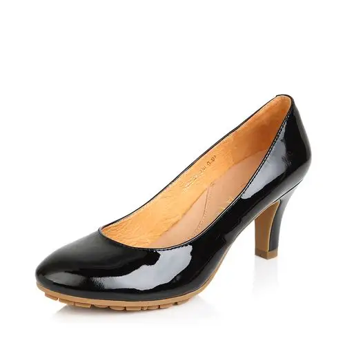 staccato/思加图黑色胎牛漆皮女皮鞋9mc05aq3春季