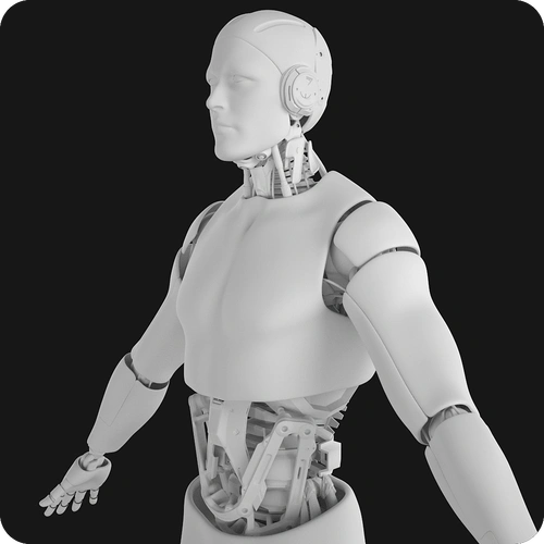 智能机器人建模,使用标准人体模型修改布线以及加上各种机械元件